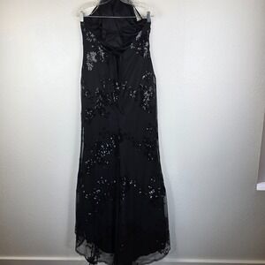 Women's Halter Dress Large Black Lined Floral Sequin Thigh Slit Criss Cross Back